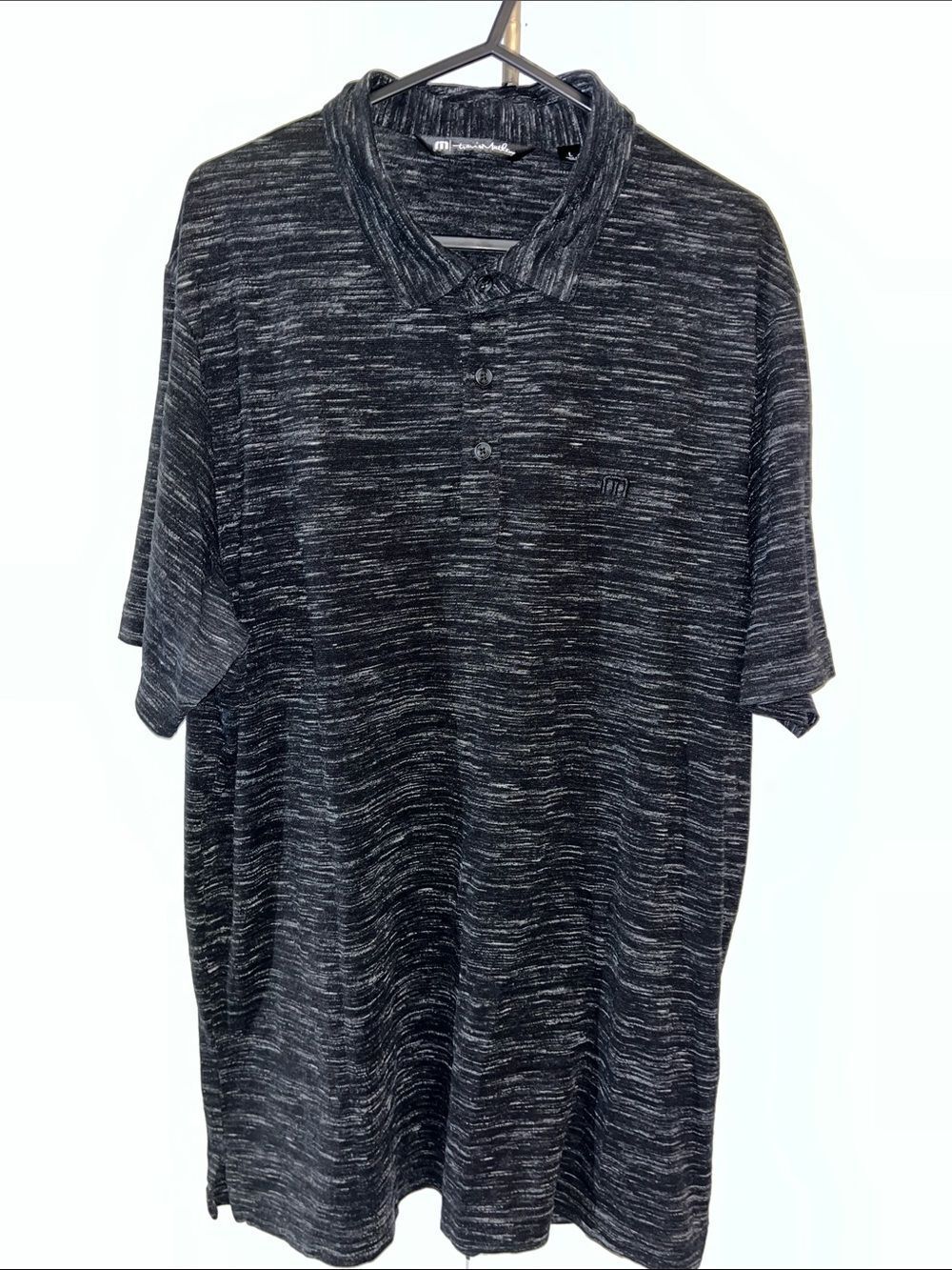 Black Woven Quick Dry Travis Mathew Golf Pocket Polo Shirt L men’s Poly/Cotton